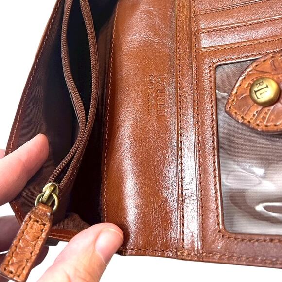 Lauren Ralph Lauren Tooled Leather Wallet – Floral Western Embossed Brown - Picture 9 of 9